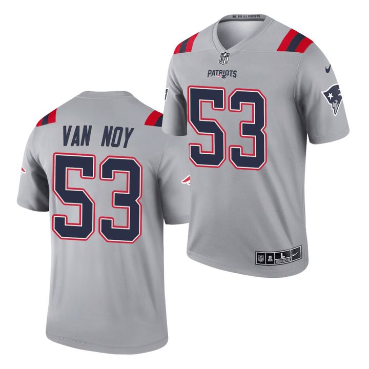Men New England Patriots 53 Kyle Van Noy Nike Grey Inverted Legend NFL Jersey